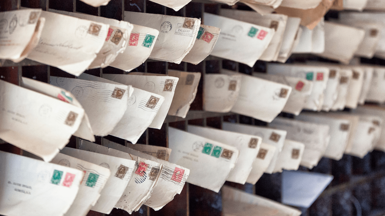 Mail sorted in dividers