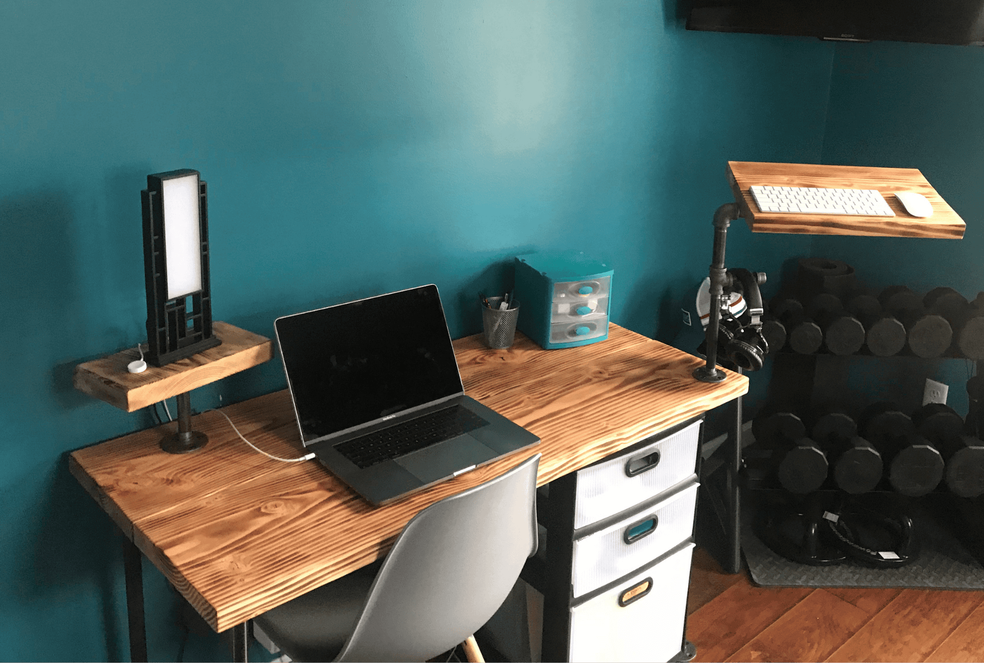 Wood + Steel Desk with Standing Option